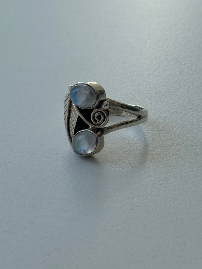 Moon Stone + Sterling silver ring size 8