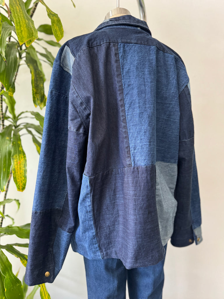 Handmade vintage patchwork denim jacket