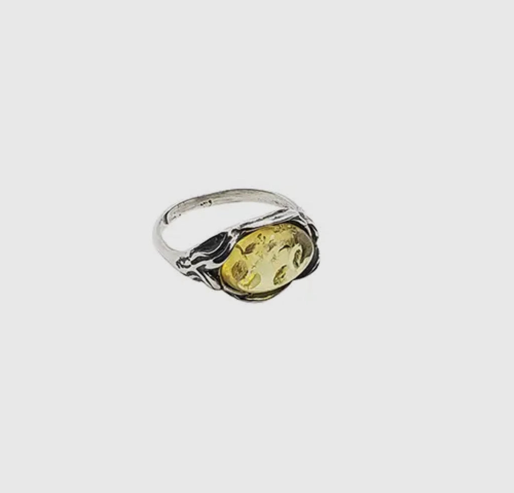 Citrine amber oxidized ring size 8