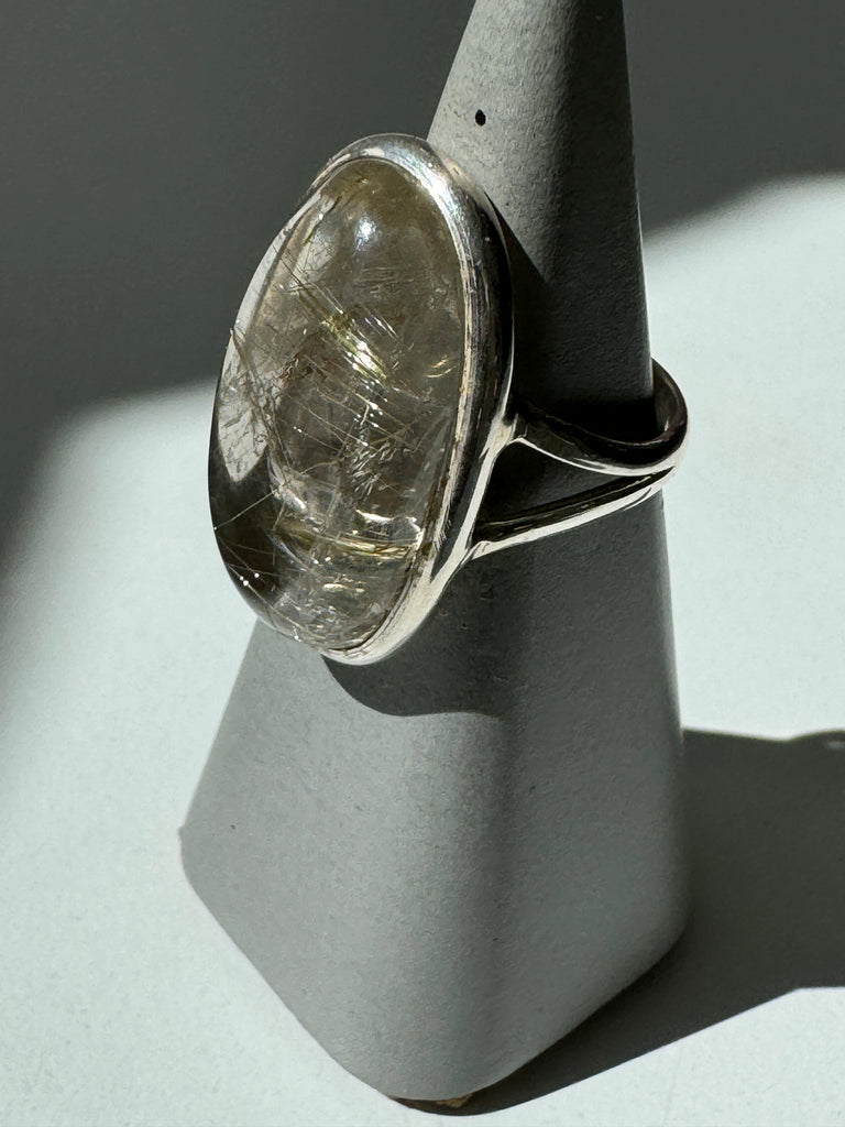 Rutilated quartz and sterling ring