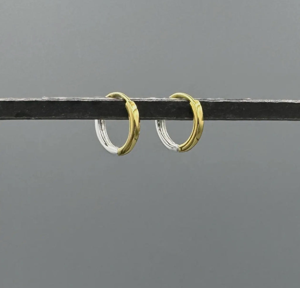 Silver and gold 13mm tiny hoops