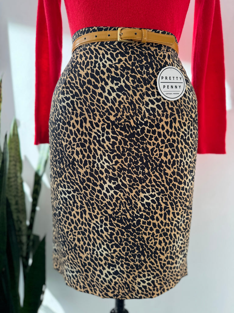 Vintage silk animal print skirt