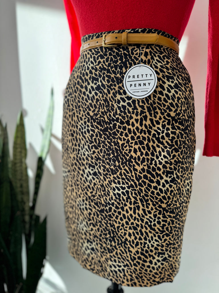 Vintage silk animal print skirt waist “30”