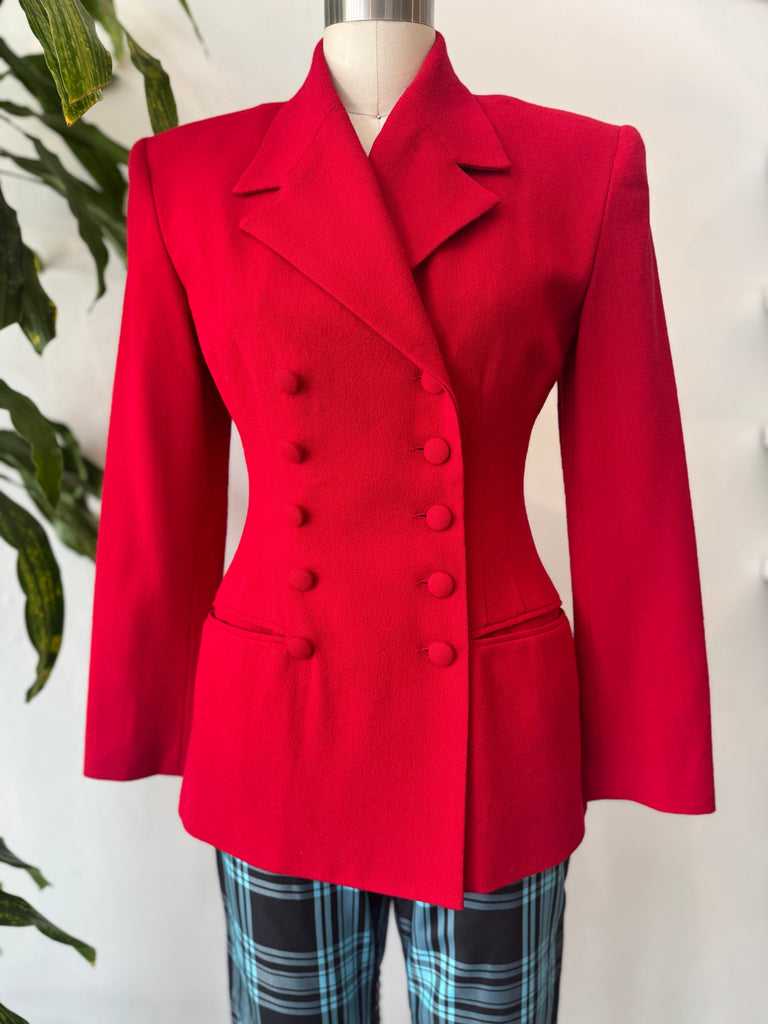 Vintage Nicole Taylor cherry red structured outerwear