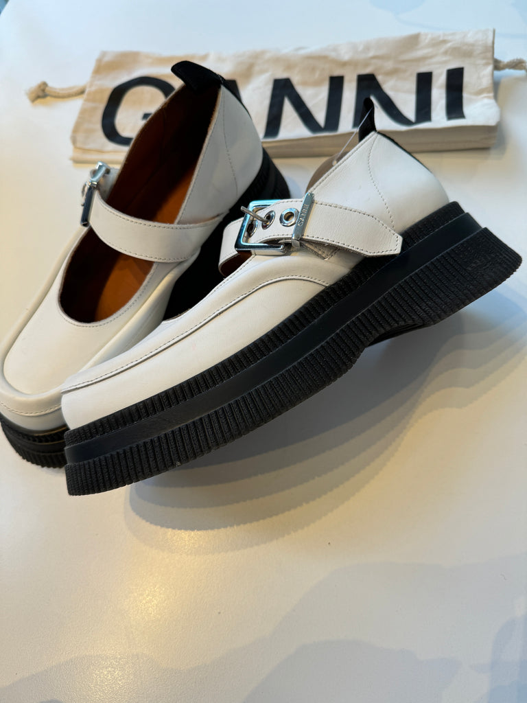 GANNI white Mary Jane shoes size 10