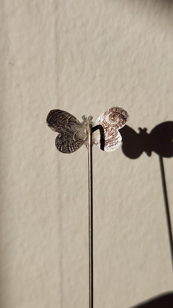 Vintage sterling silver etched butterfly pin
