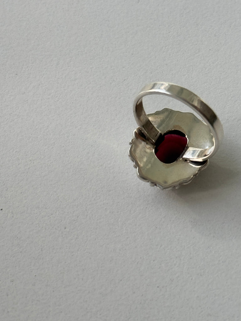 Big Garnet -+ Sterling silver ring size 9.5