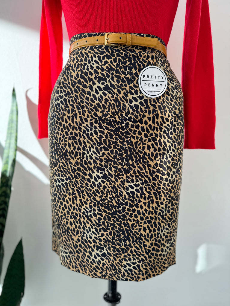 Vintage silk animal print skirt