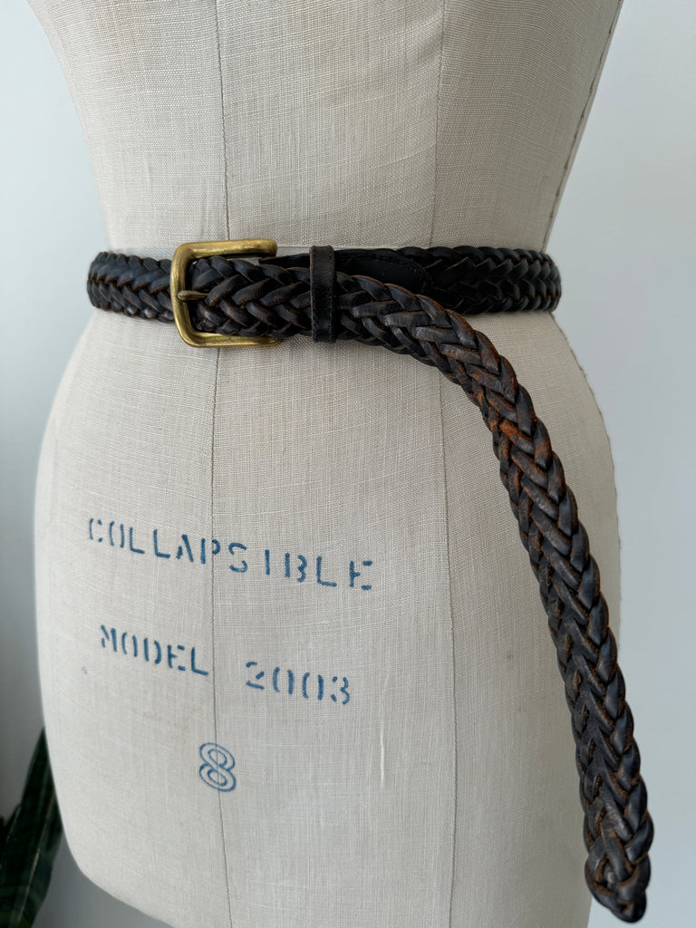 Vintage braided leather belt "24-34"