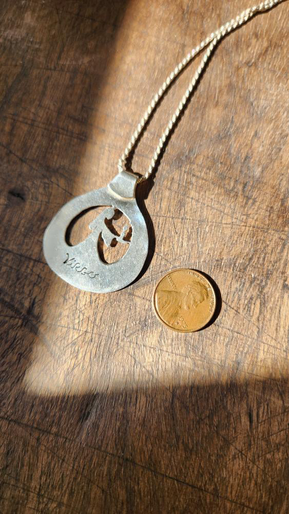 Sterling silver folkish Virgo zodiac pendant