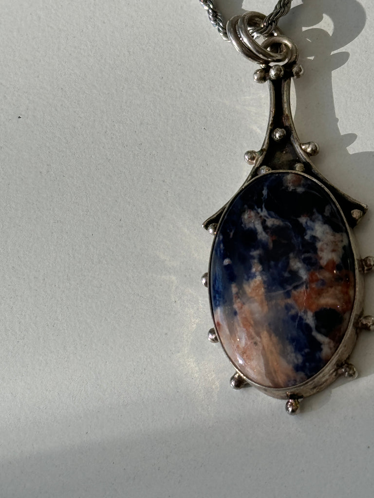 Sodalite Stone and sterling necklace