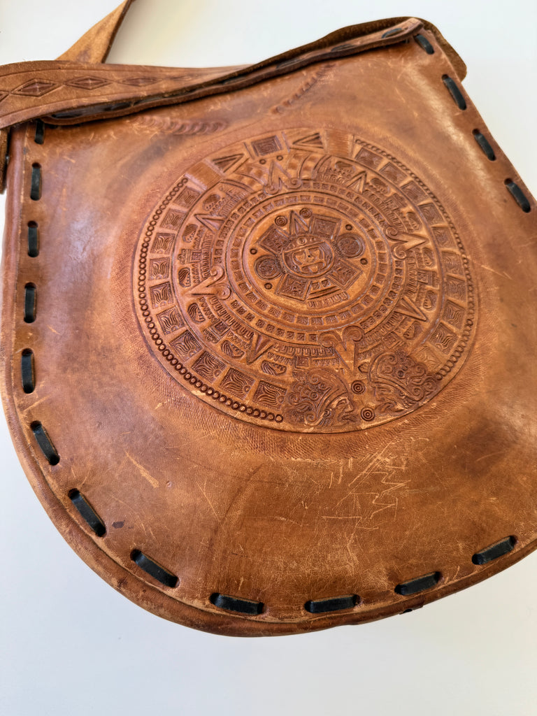 Vintage Mexican tooled leather bag