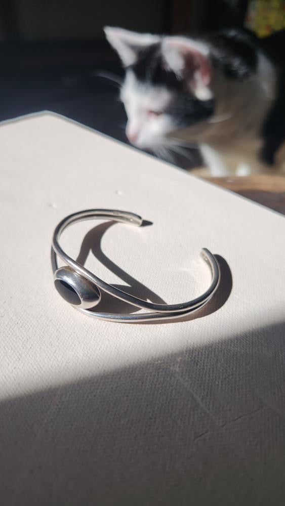 Sterling onyx evil eye bracelet