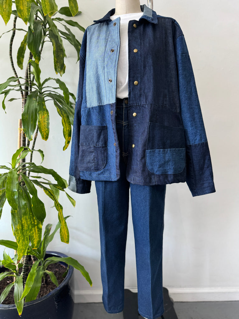 Handmade vintage patchwork denim jacket