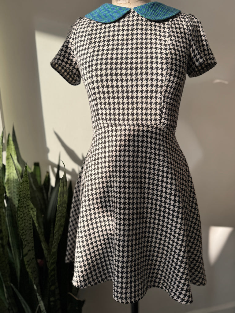 Houndstooth Dress with rounded collar