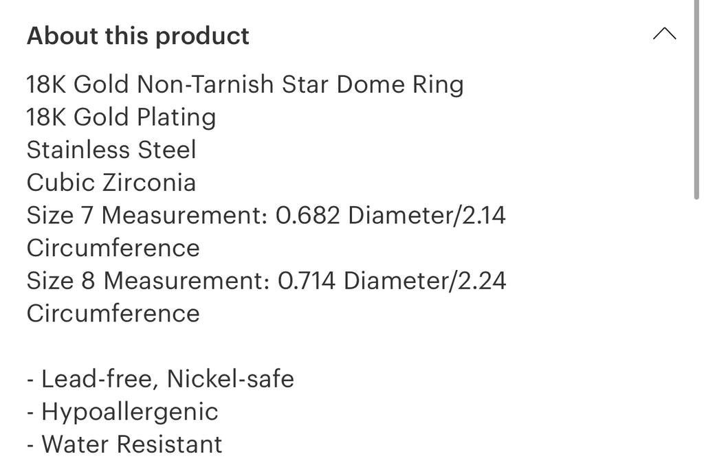 Dome ring with star detail size 7