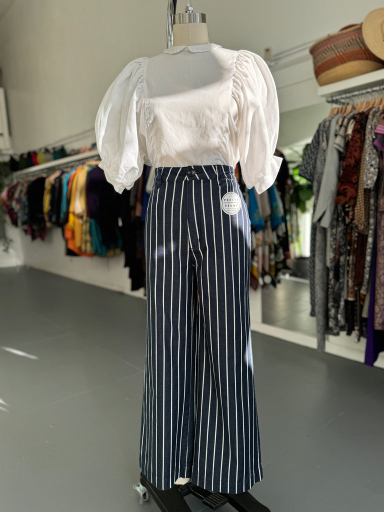 Navy And Cream striped Rollas Pants waist “32”