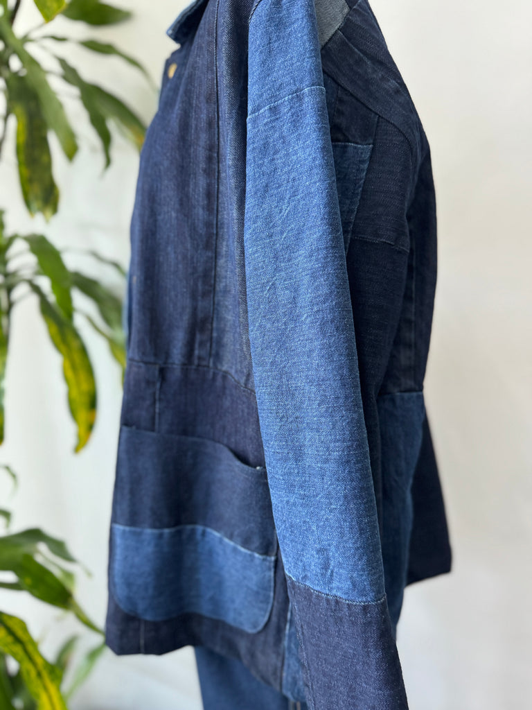 Handmade vintage patchwork denim jacket