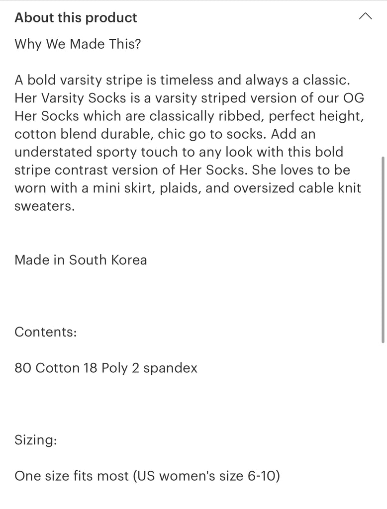 Her socks | varsity | tandoori